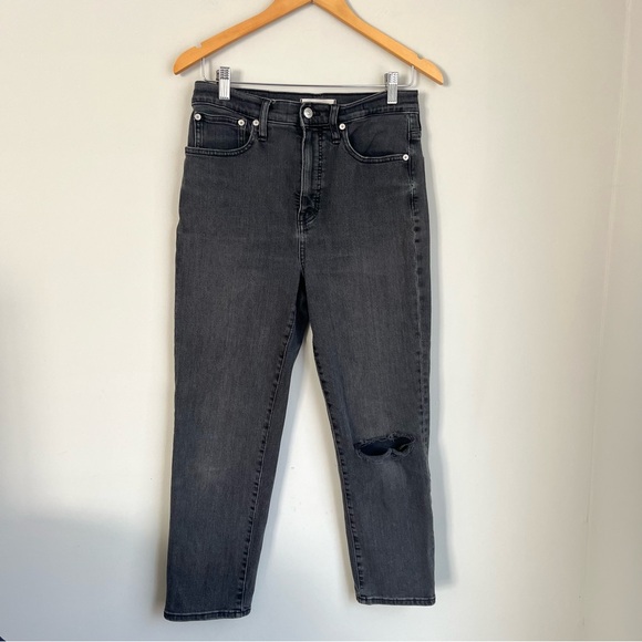 Madewell Classic Straight Jeans Distressed Size 28 Black